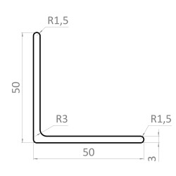 Tyč tvaru L 50 x 50 x 3 x 4000 mm, nerez AISI 304 Tyč tvaru L 50 x 50 x 3 x 4000 mm, nerez AISI 304